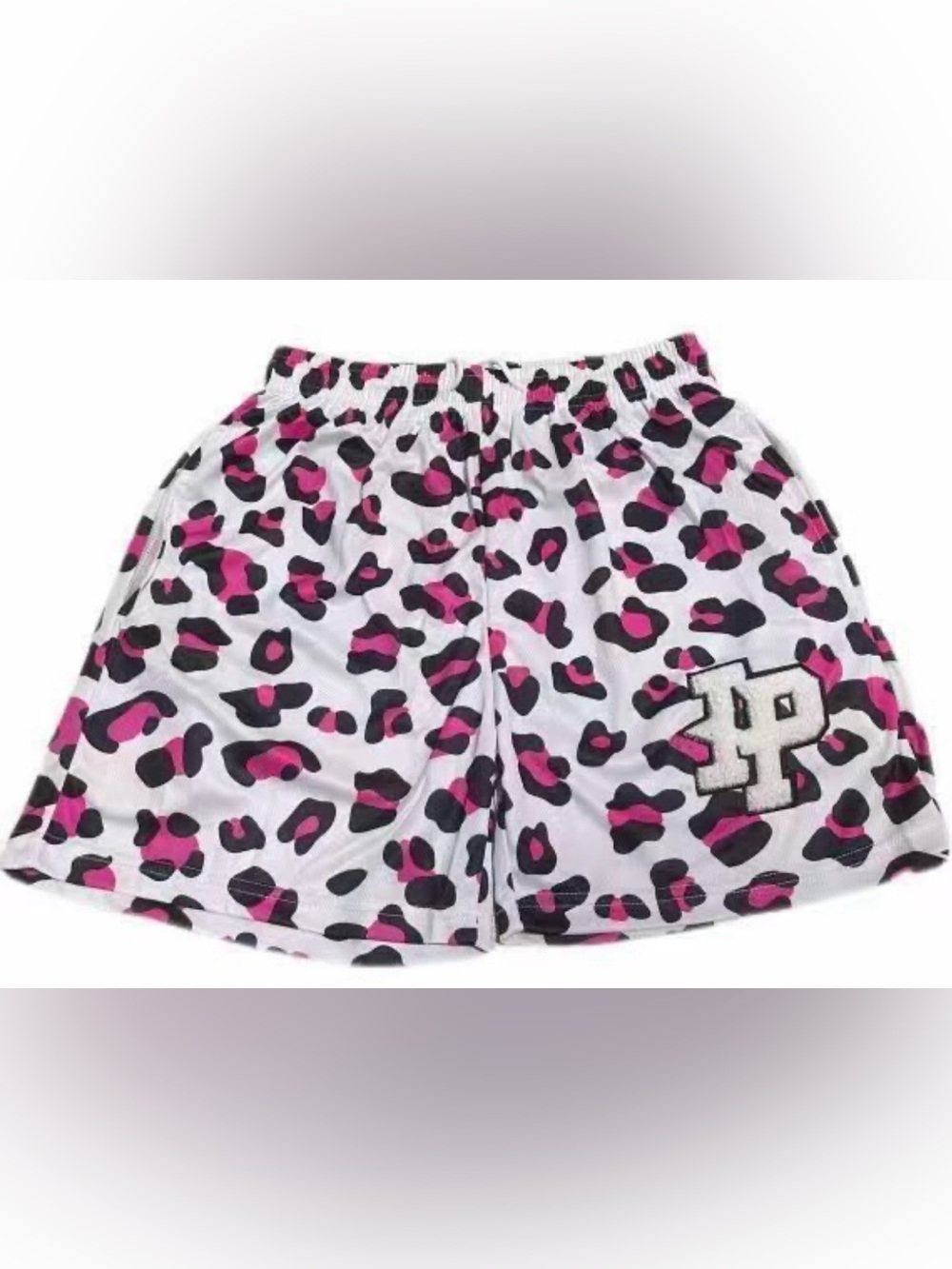 Inaka Power White Pink & Black Leopard Athletic Shorts